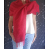 Grande écharpe mohair et soie tissée main - Rouge
