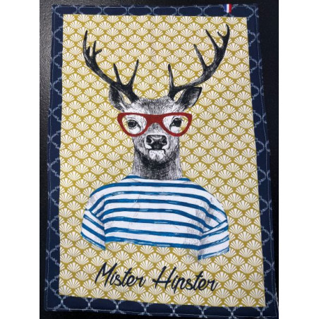 Torchon coton motif "Mister Hipster"