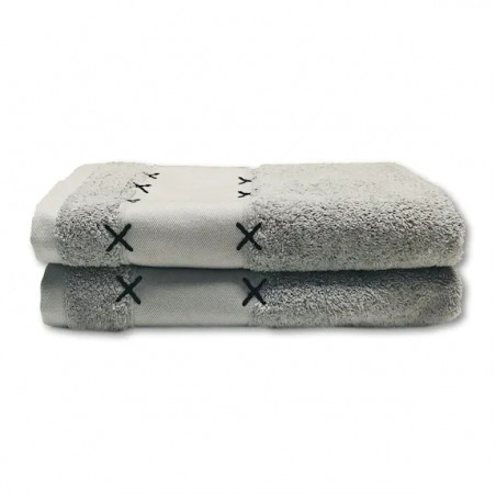 Lot de 2 serviettes de bain 50 x 100 embrun gris clair brodé