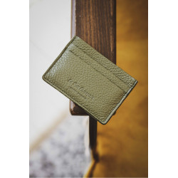 Porte-cartes GASTON en cuir couleur Kaki - Le sou Français