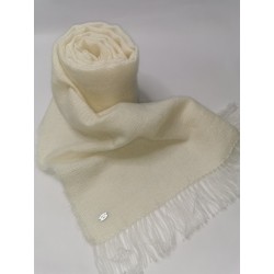 Grande écharpe mohair et soie tissée main - Blanc cassé